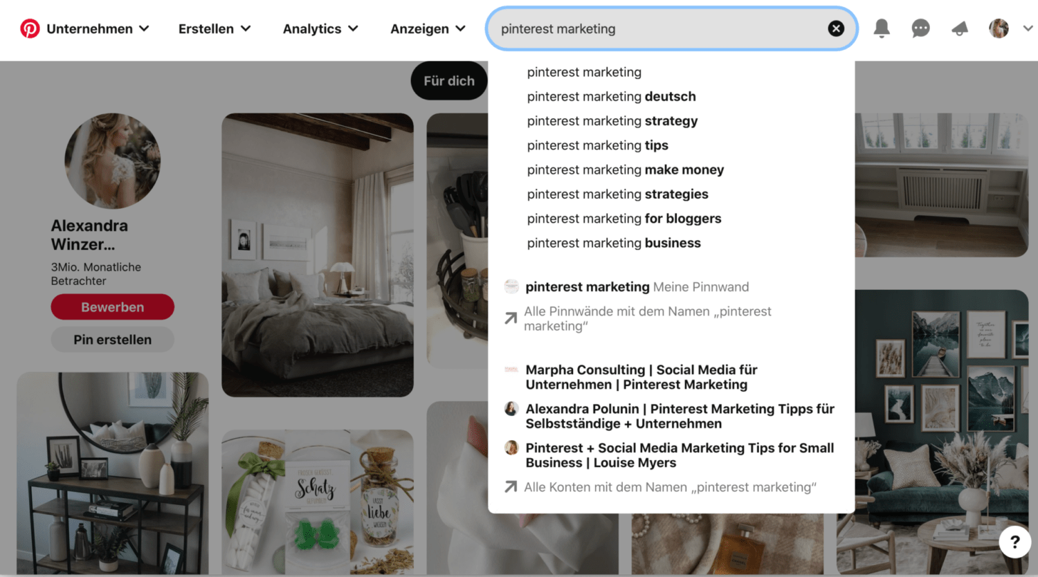 Pinterest ist eine visuelle Suchmaschine