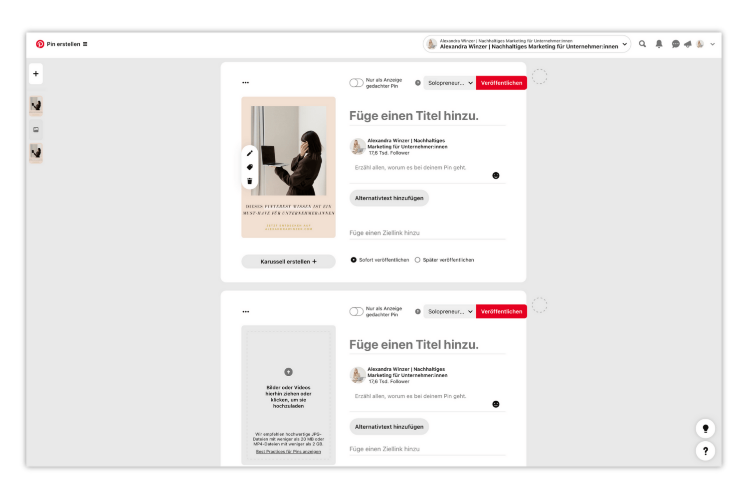 Pin erstellen Pinterest