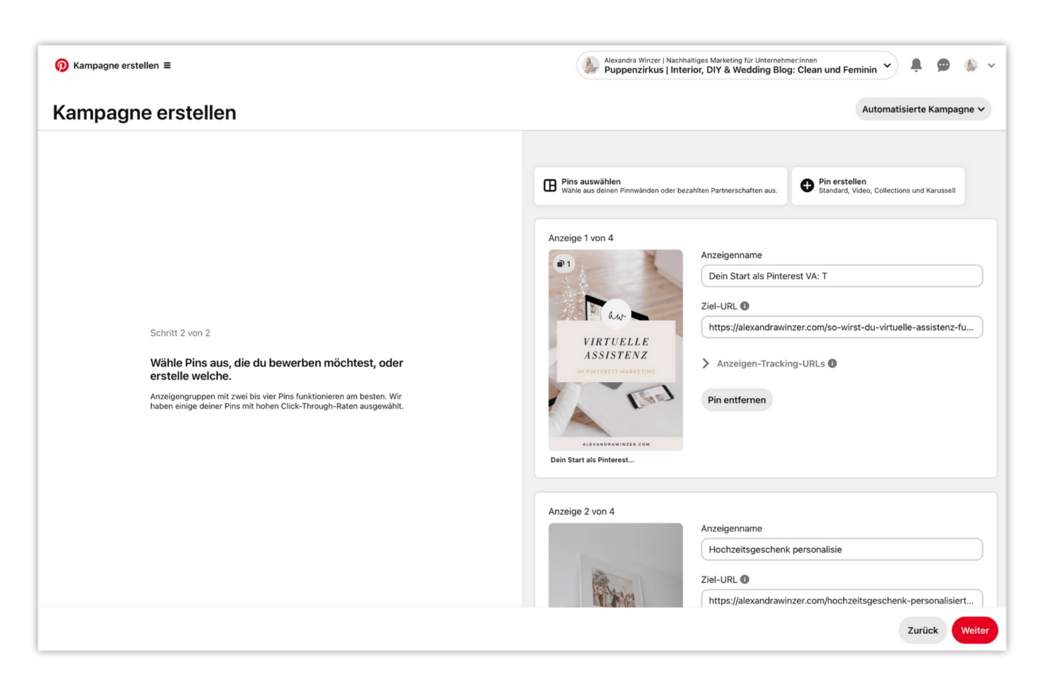 Pinterest Werbung