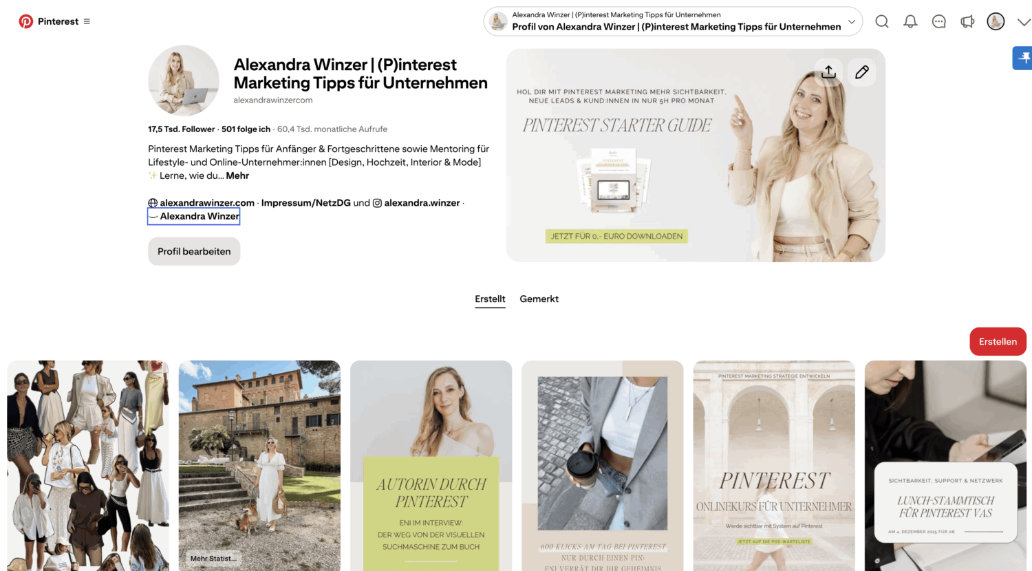 Amazon Affiliate Pinterest im Profil verknüpft
