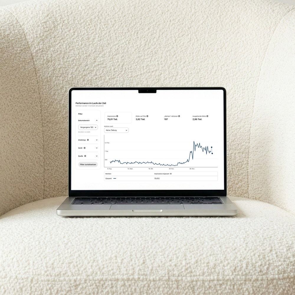 Pinterest-Performance-Dashboard mit Wachstumskurve